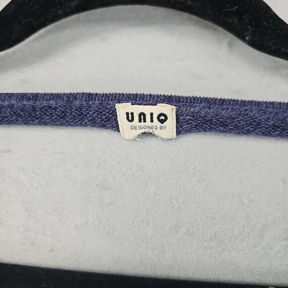 Uniq Top Womens M Blue Sheer Knit Strappy Back Bohemian Chic Long Sleeve Sexy - Picture 2 of 8